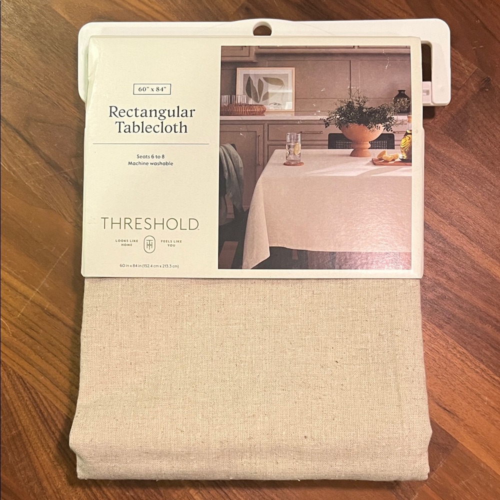 Threshold Beige Rectangular Tablecloth